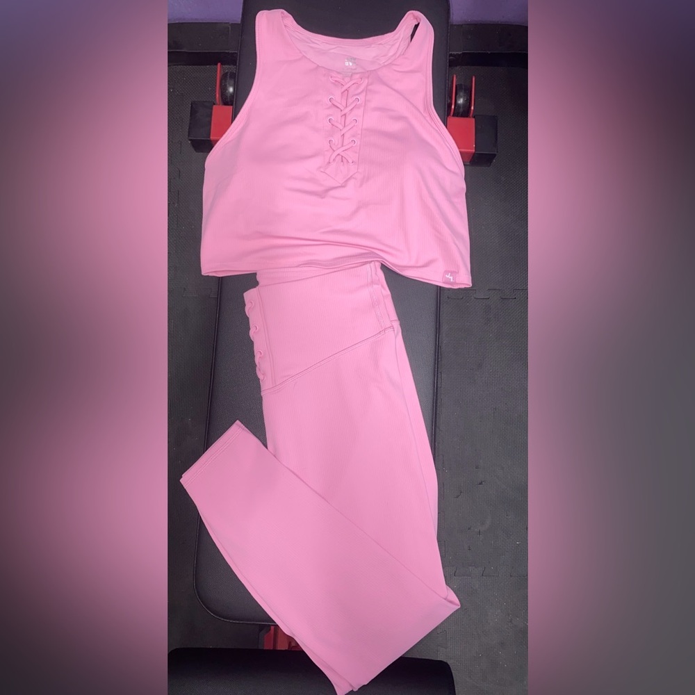 JoyLab Pretty Pink Lace-Up Crop Top & Leggings (Valentines 💕)